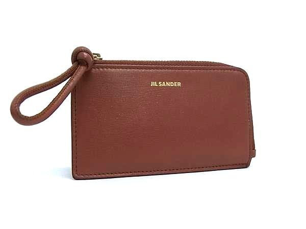 JIL SANDER ジルサンダー コインケース カードケース フラグメントケース ブラウン系 レザー ユニセックス L字ファスナー ゴールド金具 美品
