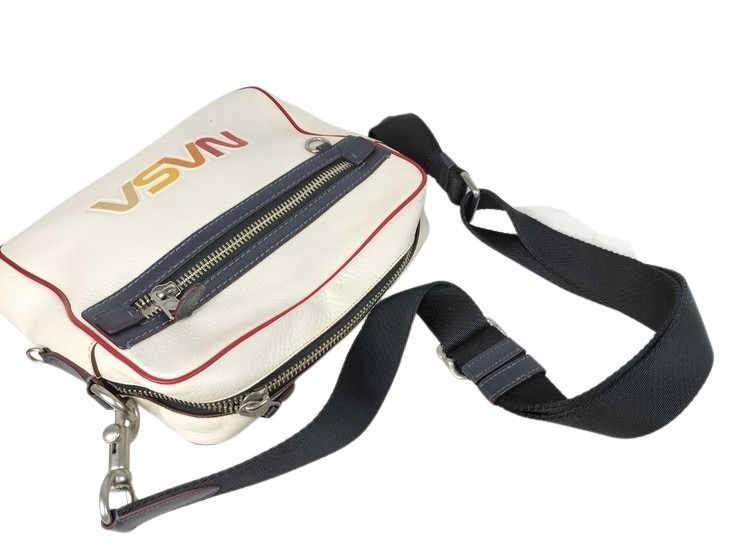 COACH コーチ ショルダーバッグ NASA コラボ 11114 チョーク マルチカラー系 グレインレザー メンズ シルバー金具 美品