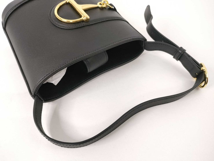 GUCCI グッチ ショルダーバッグ 73 ホースビット スモール バケットバッグ 833665 ブラック系 レザー レディース ゴールド金具 美品