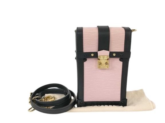 LOUIS VUITTON ルイヴィトン ショルダーバッグ エピ トランク ヴェルティカル M67872 ローズ バレリーナ ブラック系 レザー レディース ポシェット ゴールド金具 美品