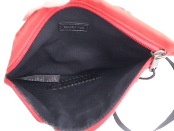 BALENCIAGA バレンシアガ ショルダーバッグ エクスプローラー フラットポーチ 618379 レッド系 ナイロンキャンバス メンズ サコッシュ 2WAY 美品