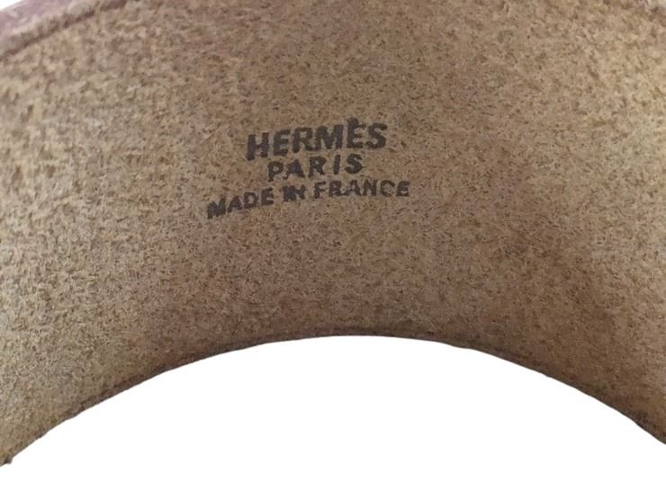 HERMES エルメス バングル プールトゥール ブラウン系 レザー レディース ブレスレット 美品