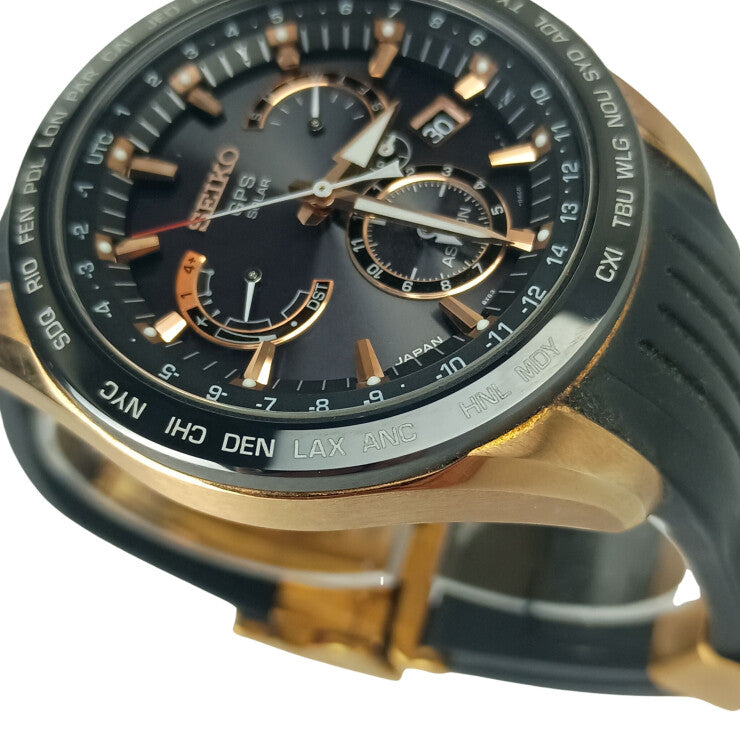SEIKO セイコー 腕時計 アストロンGPS 8Xシリーズ デュアルタイム 8X53-0AC0 SBXB055 ブラック文字盤系 ステンレススチール 強化シリコン メンズ 美品