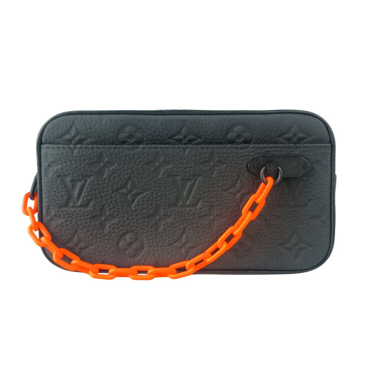 LOUIS VUITTON ルイヴィトン ボディバッグ ポシェットヴォルガ M53550 ブラック オレンジ系 トリヨンレザー ユニセックス モノグラム ウエストバッグ 美品