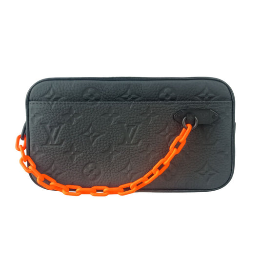 LOUIS VUITTON ルイヴィトン ボディバッグ ポシェットヴォルガ M53550 ブラック オレンジ系 トリヨンレザー ユニセックス モノグラム ウエストバッグ 美品