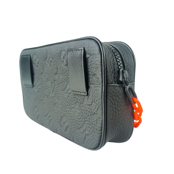 LOUIS VUITTON ルイヴィトン ボディバッグ ポシェットヴォルガ M53550 ブラック オレンジ系 トリヨンレザー ユニセックス モノグラム ウエストバッグ 美品