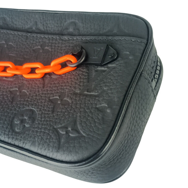LOUIS VUITTON ルイヴィトン ボディバッグ ポシェットヴォルガ M53550 ブラック オレンジ系 トリヨンレザー ユニセックス モノグラム ウエストバッグ 美品