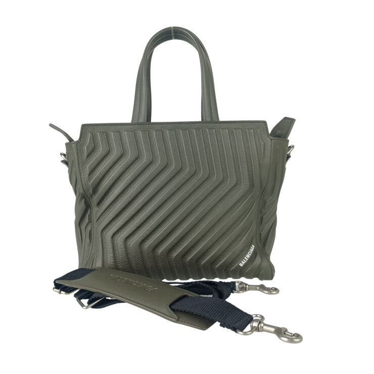 BALENCIAGA バレンシアガ ハンドバッグ カージップイーストウエスト 715048 カーキ系 レザー レディース 2WAY ショルダーバッグ 美品