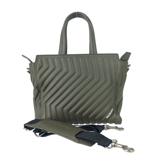 BALENCIAGA バレンシアガ ハンドバッグ カージップイーストウエスト 715048 カーキ系 レザー レディース 2WAY ショルダーバッグ 美品