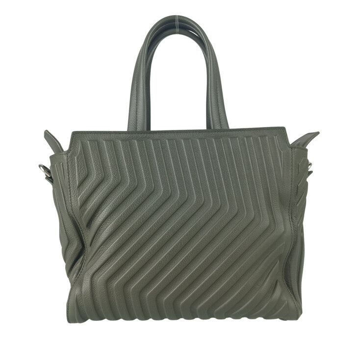 BALENCIAGA バレンシアガ ハンドバッグ カージップイーストウエスト 715048 カーキ系 レザー レディース 2WAY ショルダーバッグ 美品