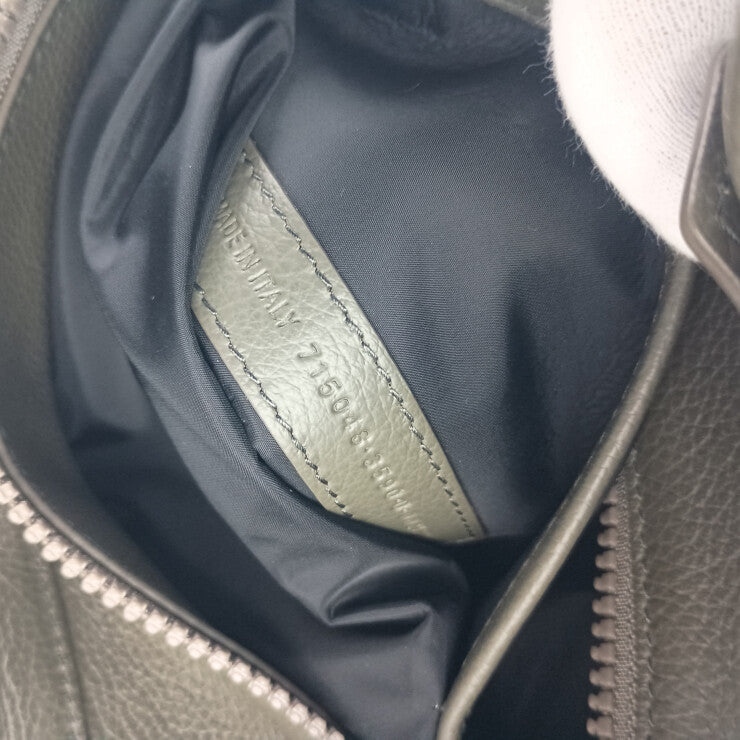 BALENCIAGA バレンシアガ ハンドバッグ カージップイーストウエスト 715048 カーキ系 レザー レディース 2WAY ショルダーバッグ 美品