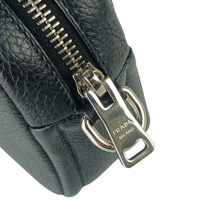 PRADA プラダ ショルダーバッグ 1BH192 ブラック系 ヴィッテロダイノソフトレザー ユニセックス 2WAY シルバー金具 美品