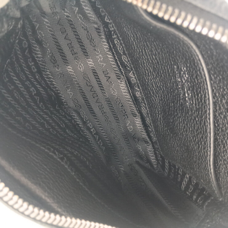 PRADA プラダ ショルダーバッグ 1BH192 ブラック系 ヴィッテロダイノソフトレザー ユニセックス 2WAY シルバー金具 美品