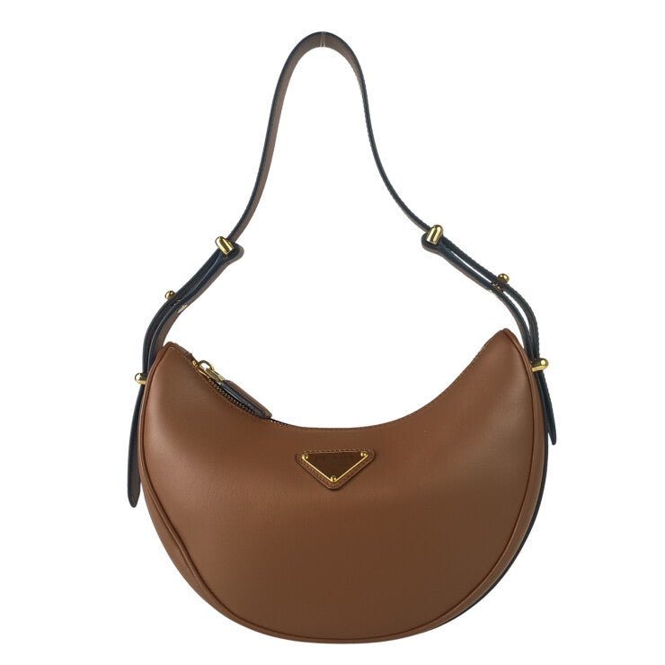 PRADA プラダ ハンドバッグ アーケ スモール 1BC194 ブラウン系 レザー レディース トライアングルロゴ ゴールド金具 超美品