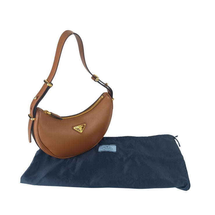 PRADA プラダ ハンドバッグ アーケ スモール 1BC194 ブラウン系 レザー レディース トライアングルロゴ ゴールド金具 超美品