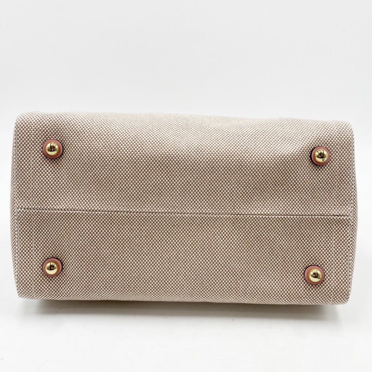 VALENTINO GARAVANI ヴァレンティノ ガラヴァーニ ハンドバッグ アンティーブ ミディアム ベージュ ピンク キャンバス レザー レディース 美品
