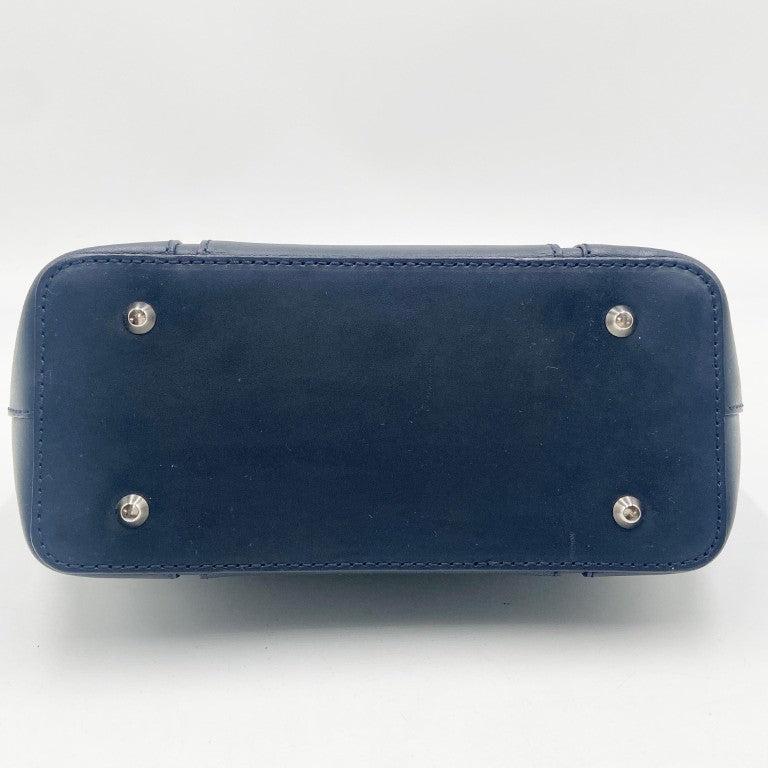 BURBERRY バーバリー ハンドバッグ ノバチェック ネイビー レザー レディース シルバー金具 美品