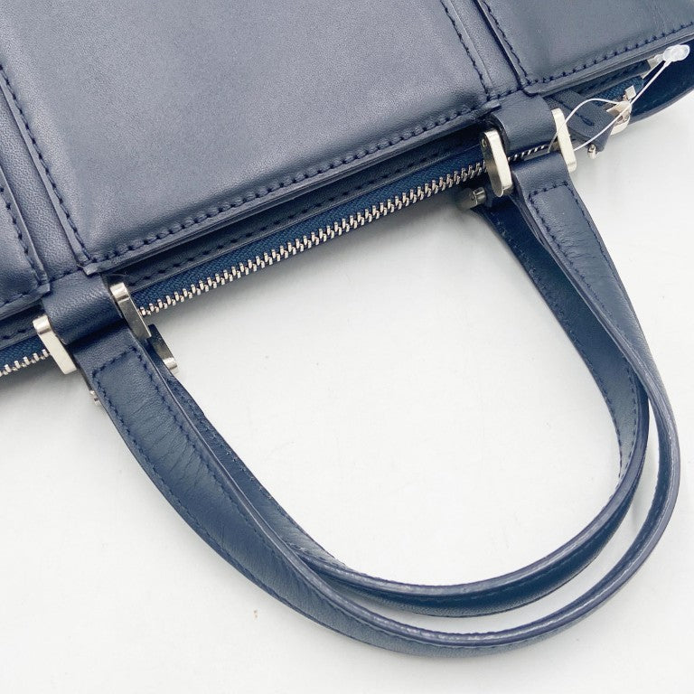 BURBERRY バーバリー ハンドバッグ ノバチェック ネイビー レザー レディース シルバー金具 美品