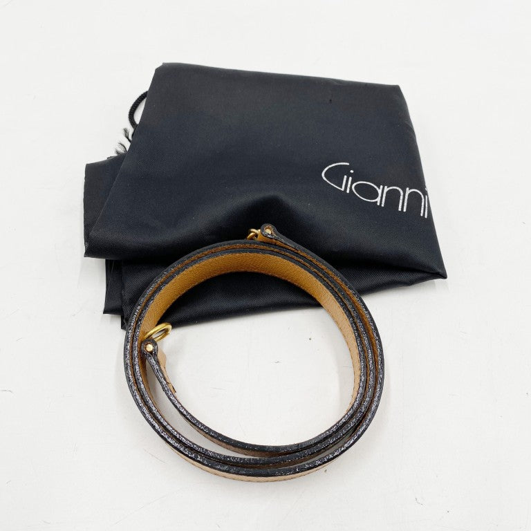 GIANNI VERSACE ヴェルサーチェ ハンドバッグ サンバースト キャメル レザー レディース 2WAY ゴールド金具