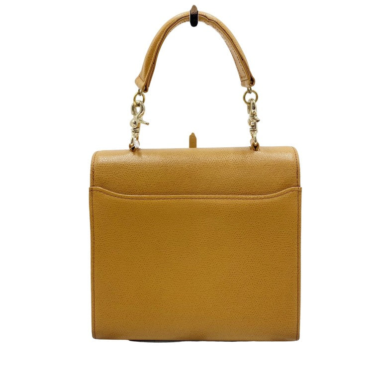 GIANNI VERSACE ヴェルサーチェ ハンドバッグ サンバースト キャメル レザー レディース 2WAY ゴールド金具