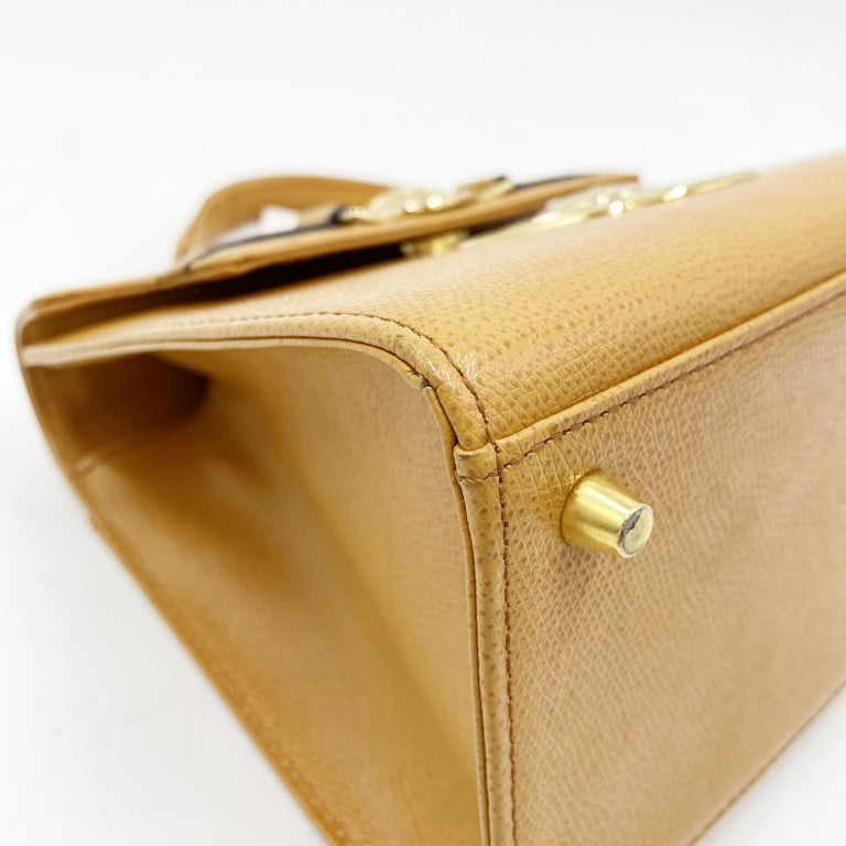 GIANNI VERSACE ヴェルサーチェ ハンドバッグ サンバースト キャメル レザー レディース 2WAY ゴールド金具