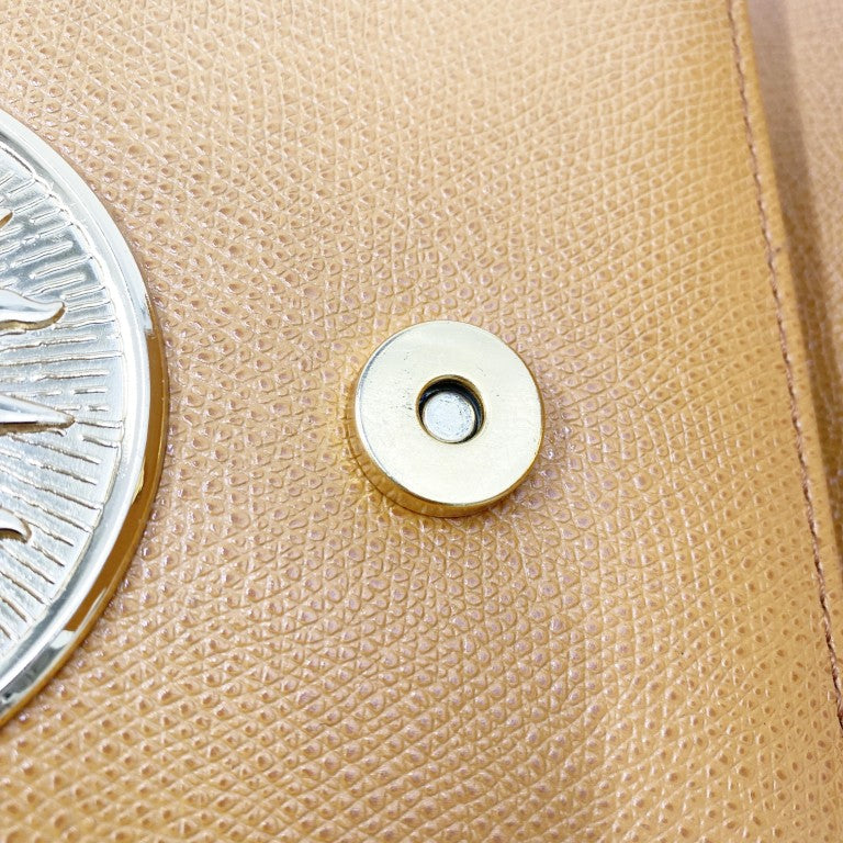 GIANNI VERSACE ヴェルサーチェ ハンドバッグ サンバースト キャメル レザー レディース 2WAY ゴールド金具