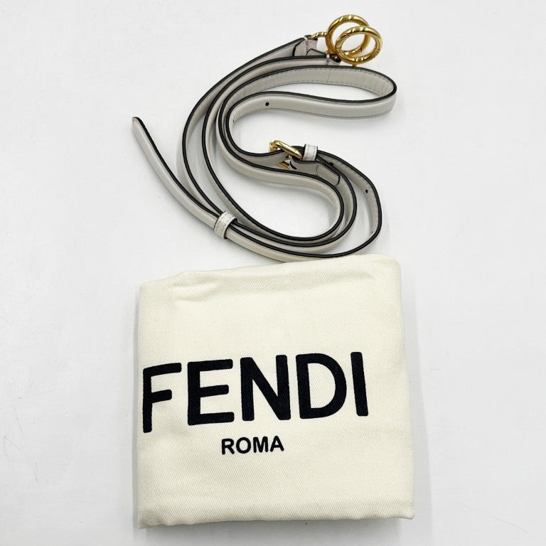 FENDI フェンディ ハンドバッグ ミニ ピーカブー 8BN244 ホワイト マスタード コットン（クロシェ編み）× レザー レディース 2WAY ゴールド金具 美品