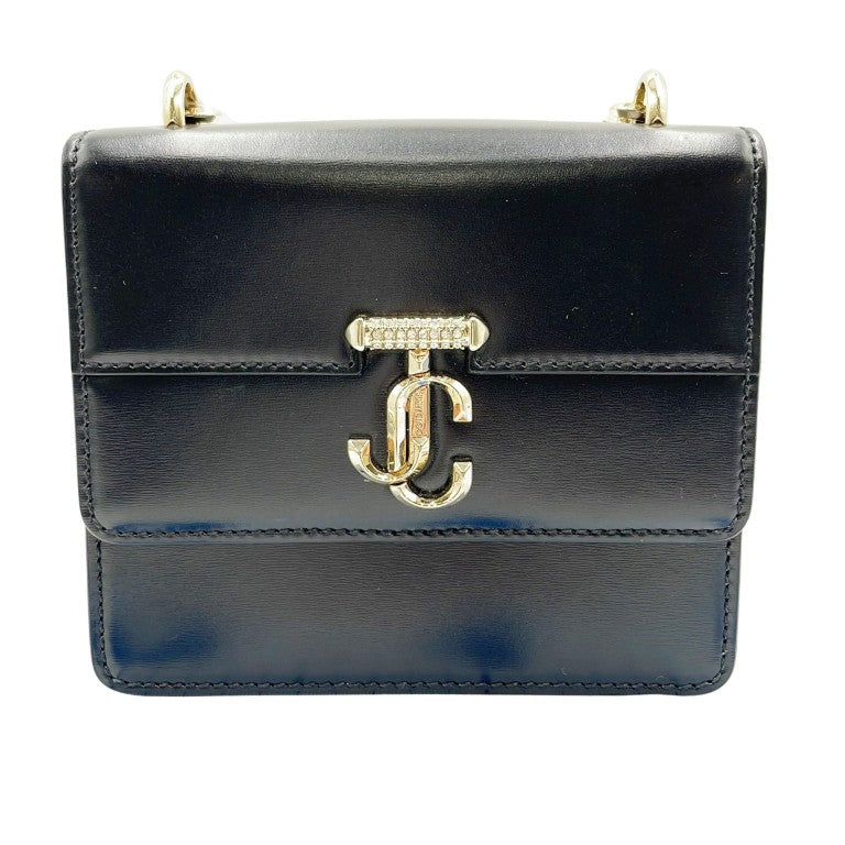 JIMMY CHOO ジミーチュウ ショルダーバッグ ヴァレンヌ ショルダーバッグ XS ブラック レザー レディース ラインストーン フェイクパール ゴールド金具 美品
