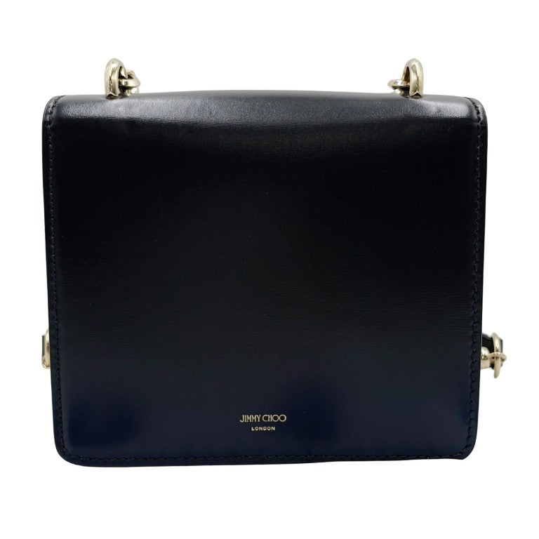 JIMMY CHOO ジミーチュウ ショルダーバッグ ヴァレンヌ ショルダーバッグ XS ブラック レザー レディース ラインストーン フェイクパール ゴールド金具 美品