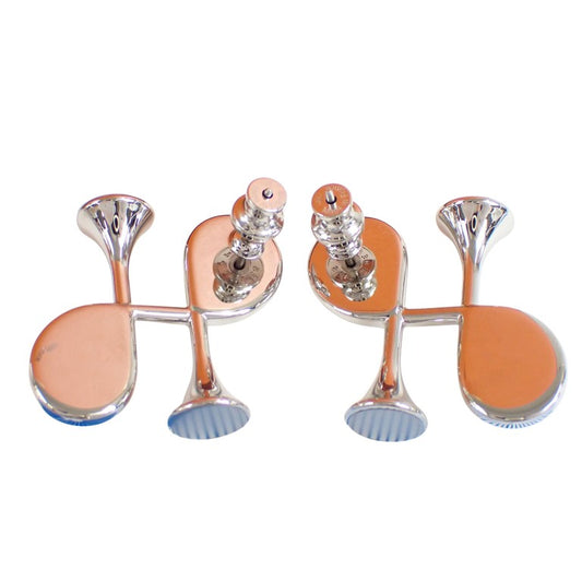 HERMES エルメス ピアス コルH ブラック シルバー ステンレス レディース 美品