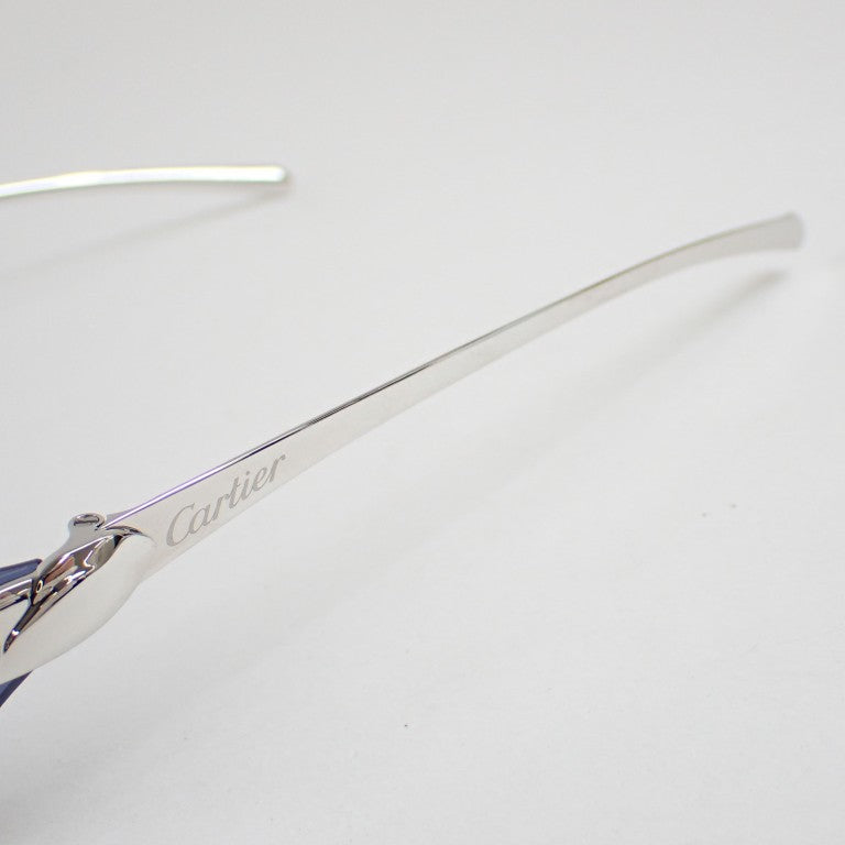 Cartier カルティエ サングラス パンテール T8200614 ブルー シルバー メタル ユニセックス 美品