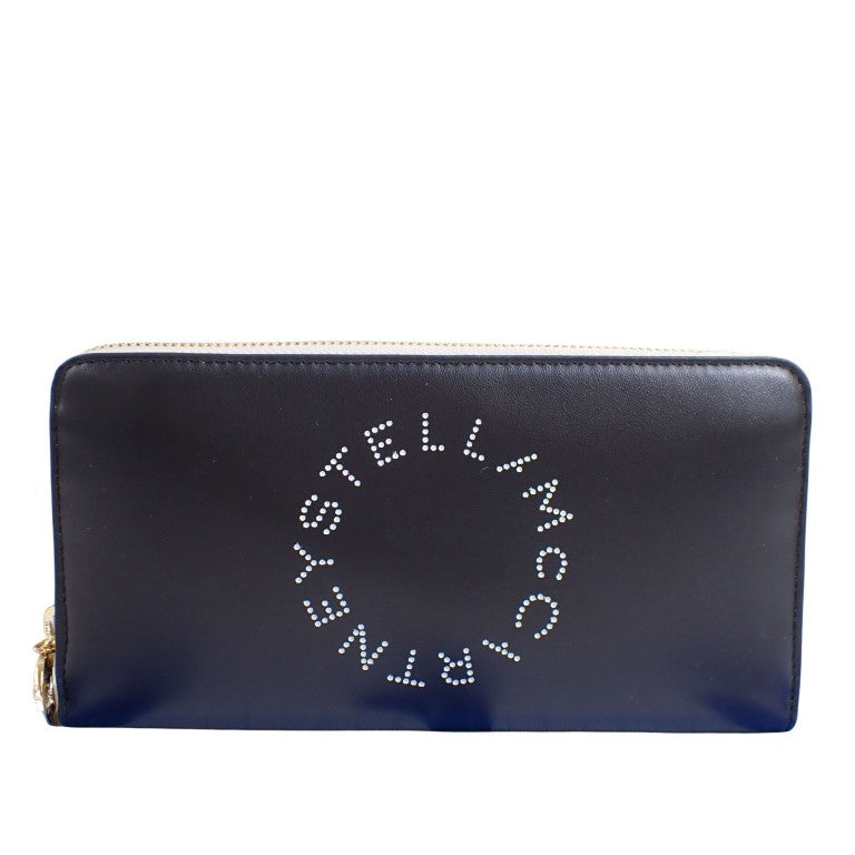 STELLA McCARTNEY ステラマッカートニー 財布 700251 W8856 ブラック ポリウレタン ユニセックス ラウンドファスナー長財布 パンチング ゴールド金具 美品
