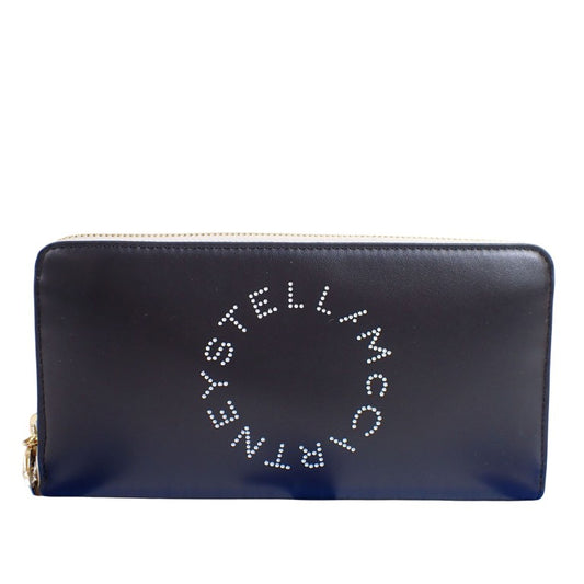 STELLA McCARTNEY ステラマッカートニー 財布 700251 W8856 ブラック ポリウレタン ユニセックス ラウンドファスナー長財布 パンチング ゴールド金具 美品