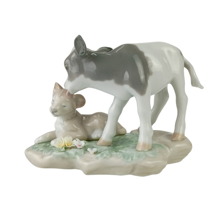 LLADRO リヤドロ 置物 平和の王国 (子牛と若獅子) 6927 マルチカラー ポーセリン ユニセックス 絶版 美品