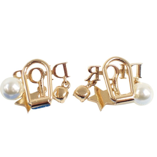 Christian Dior クリスチャン ディオール イヤリング DIO(R)EVOLUTION E1680DVORS ゴールド ホワイト メタル レディース 美品