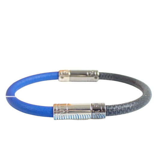 LOUIS VUITTON ルイヴィトン ブレスレット ブラスレ ネオスプリット ブルー ブラック ダミエ グラフィット レザー ユニセックス 美品