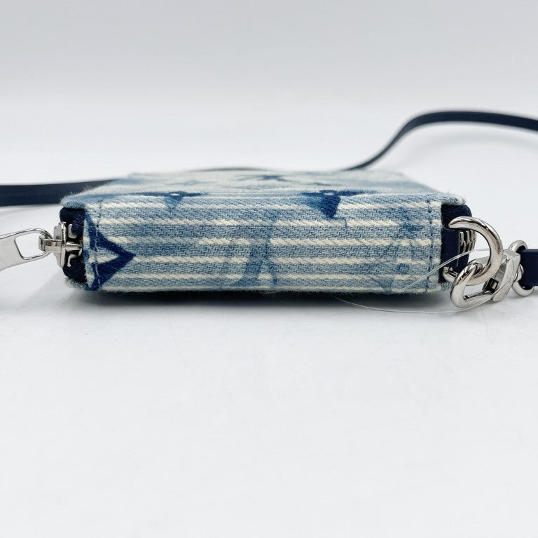 LOUIS VUITTON ルイヴィトン 財布 ジッピー･コンパクトウォレット M80461 ブルー系 モノグラムウォーターカラー メンズ ラウンドファスナー 二つ折り財布 シルバー金具 美品