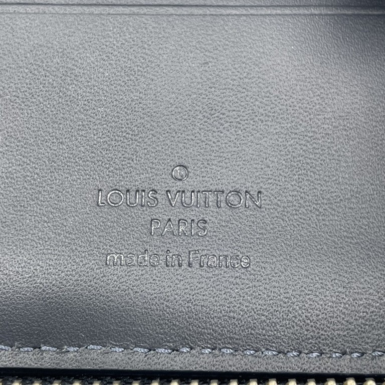 LOUIS VUITTON ルイヴィトン 財布 ジッピー･コンパクトウォレット M80461 ブルー系 モノグラムウォーターカラー メンズ ラウンドファスナー 二つ折り財布 シルバー金具 美品