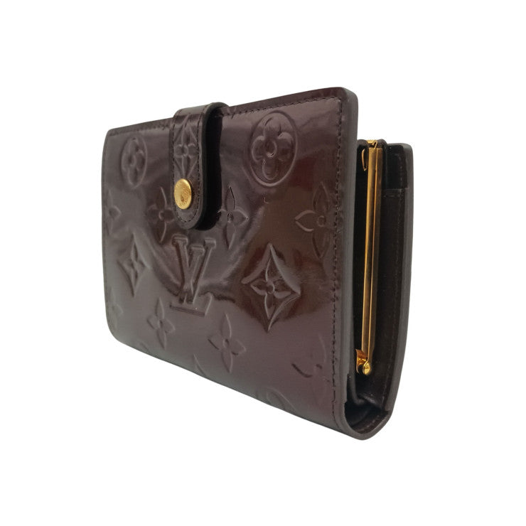 LOUIS VUITTON ルイヴィトン 二つ折り財布 モノグラム ヴェルニ ポルトフォイユ ヴィエノワ M93521 アマラント パテントレザー レディース がま口 超美品