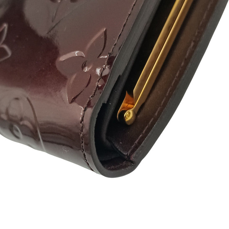 LOUIS VUITTON ルイヴィトン 二つ折り財布 モノグラム ヴェルニ ポルトフォイユ ヴィエノワ M93521 アマラント パテントレザー レディース がま口 超美品