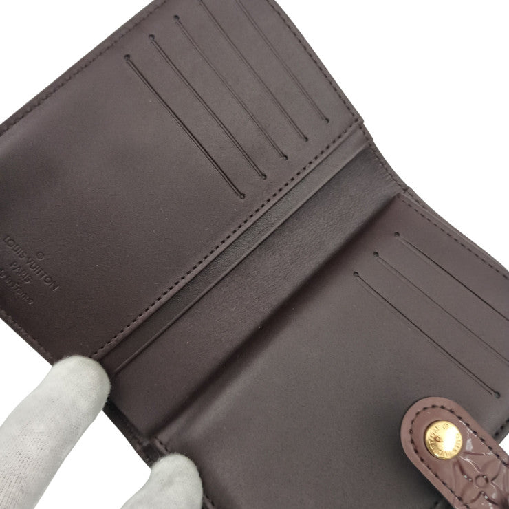LOUIS VUITTON ルイヴィトン 二つ折り財布 モノグラム ヴェルニ ポルトフォイユ ヴィエノワ M93521 アマラント パテントレザー レディース がま口 超美品