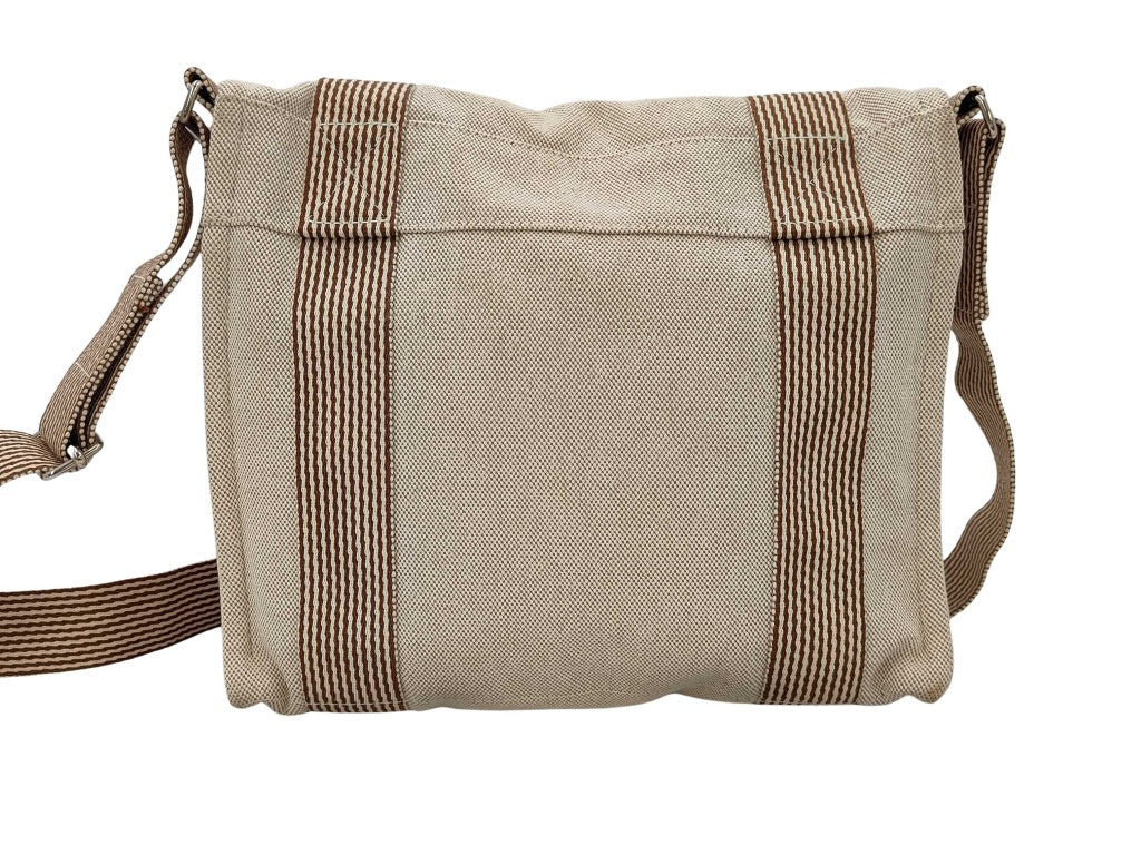 HERMES エルメス ショルダーバッグ ニューフールトゥ バサスPM ブラウン系 キャンバス レザー ユニセックス シルバー金具