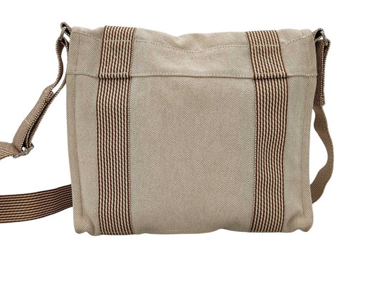 HERMES エルメス ショルダーバッグ ニューフールトゥ バサスPM ブラウン系 キャンバス レザー ユニセックス シルバー金具