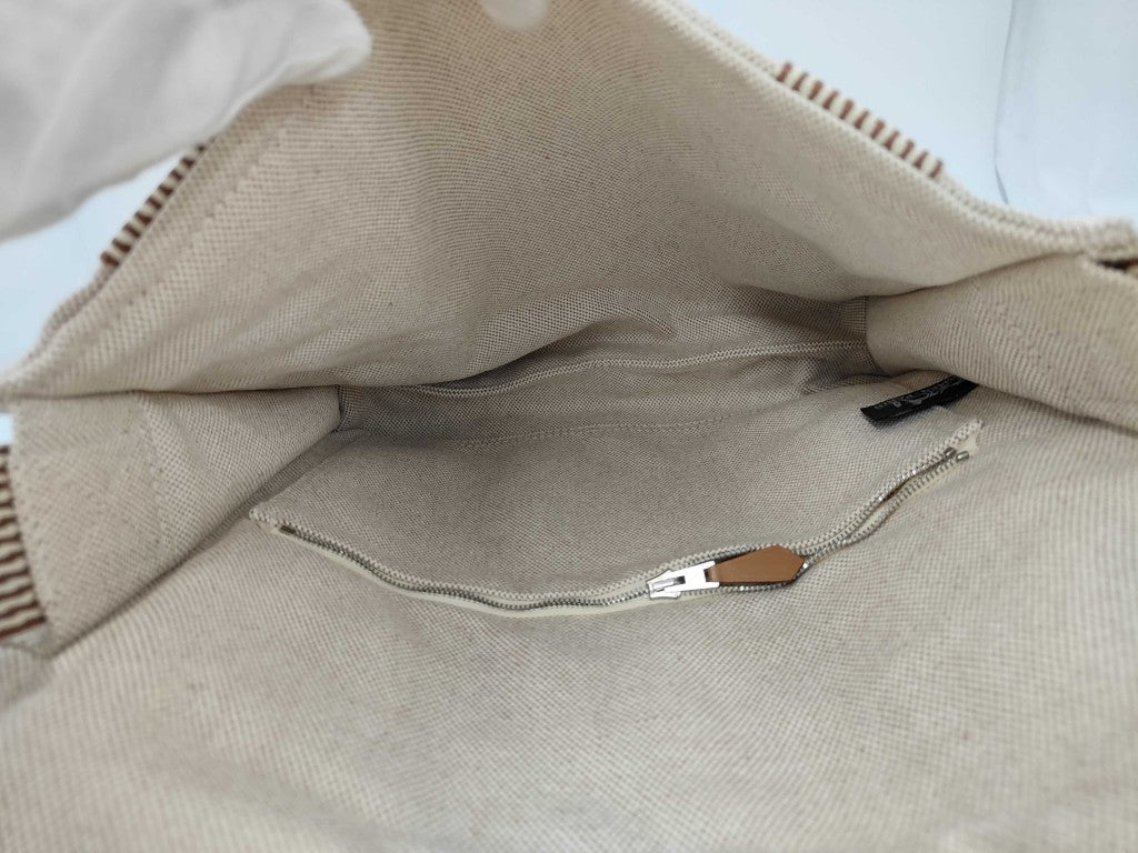 HERMES エルメス ショルダーバッグ ニューフールトゥ バサスPM ブラウン系 キャンバス レザー ユニセックス シルバー金具