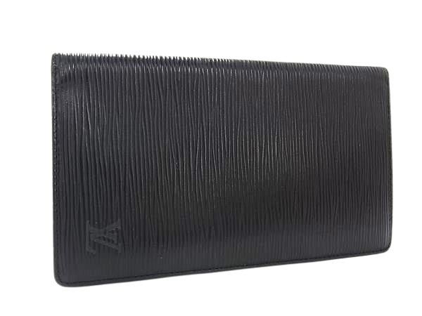 LOUIS VUITTON ルイヴィトン 長財布 ポルトシェキエ カルト クレディ M63732 ブラック系 エピ レザー メンズ 二つ折り財布 札入れ 美品