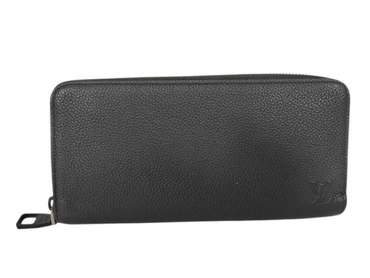 LOUIS VUITTON ルイヴィトン 長財布 LV アエログラム ジッピー ウォレット ホリゾンタル M25959 ブラック系 カーフレザー メンズ ラウンドファスナー ブラック金具 美品