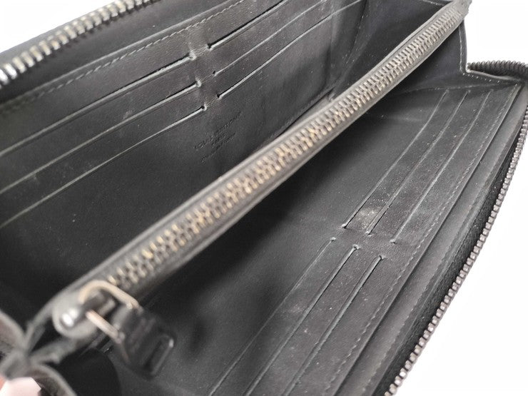 LOUIS VUITTON ルイヴィトン 長財布 LV アエログラム ジッピー ウォレット ホリゾンタル M25959 ブラック系 カーフレザー メンズ ラウンドファスナー ブラック金具 美品