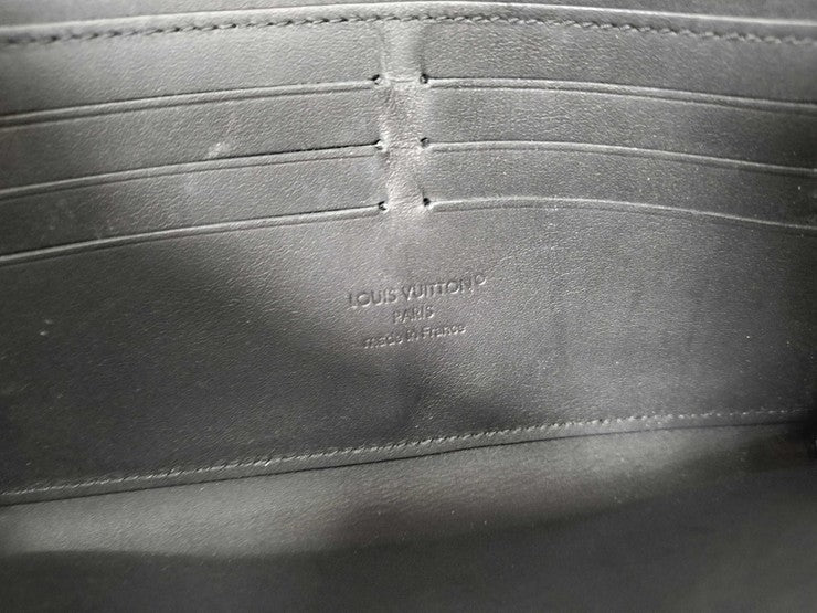 LOUIS VUITTON ルイヴィトン 長財布 LV アエログラム ジッピー ウォレット ホリゾンタル M25959 ブラック系 カーフレザー メンズ ラウンドファスナー ブラック金具 美品