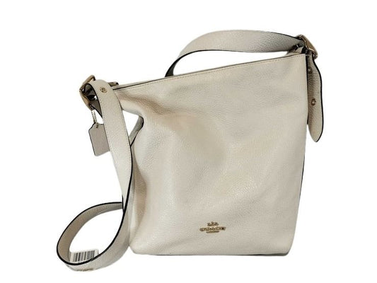 COACH コーチ ショルダーバッグ ヴァル ダッフル C2818 チョーク系 リファインド ペブル レザー レディース ゴールド金具 美品