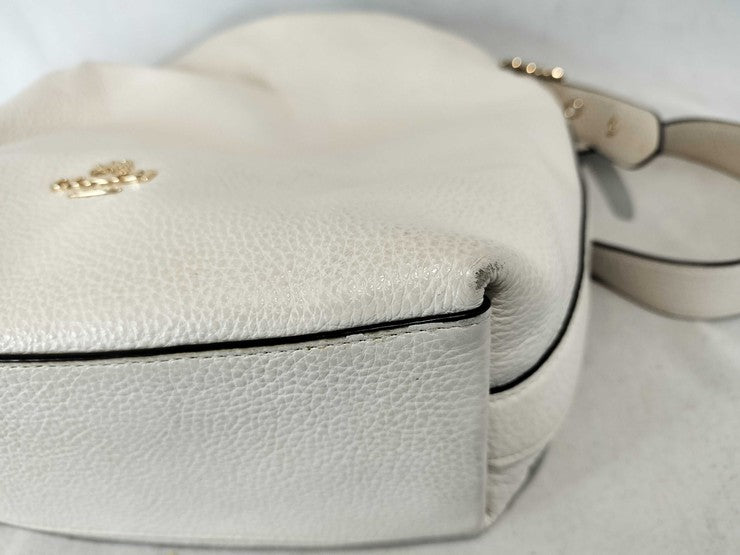 COACH コーチ ショルダーバッグ ヴァル ダッフル C2818 チョーク系 リファインド ペブル レザー レディース ゴールド金具 美品